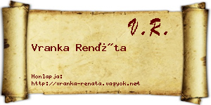 Vranka Renáta névjegykártya